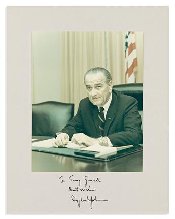 (PRESIDENTS.) Three Photographs Signed, or Signed and Inscribed to Anthony F. Janak: Dwight D. Eisenhower * Lyndon B. Johnson * Richard